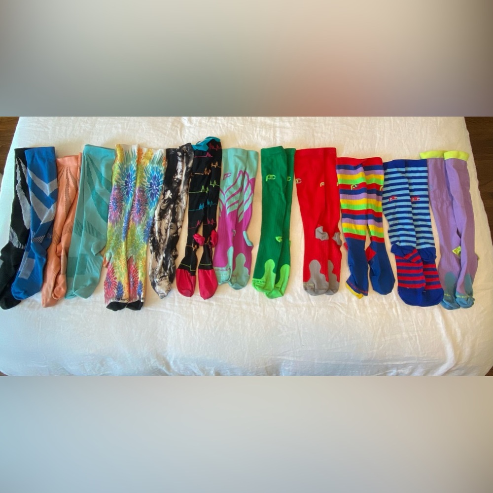 13 pair of pro compression and other misc brand compression socks